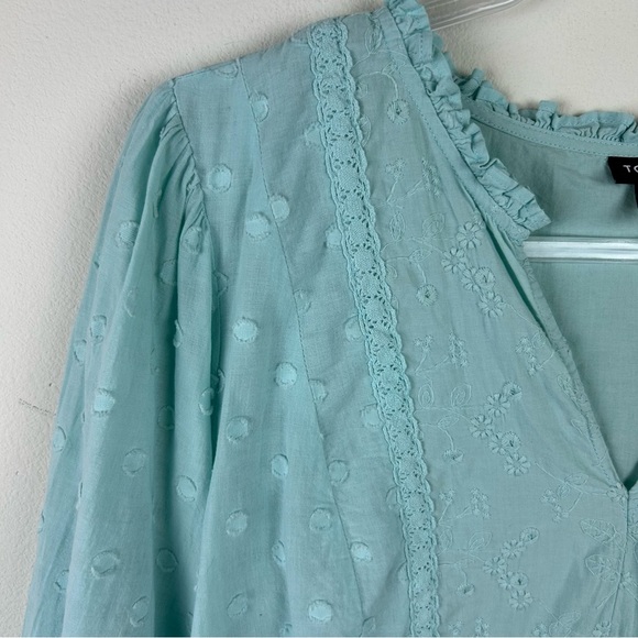 Torrid Clip Dot Mixed Eyelet Yoke Detail Top in Canal Blue  size: 3X - Picture 5 of 11